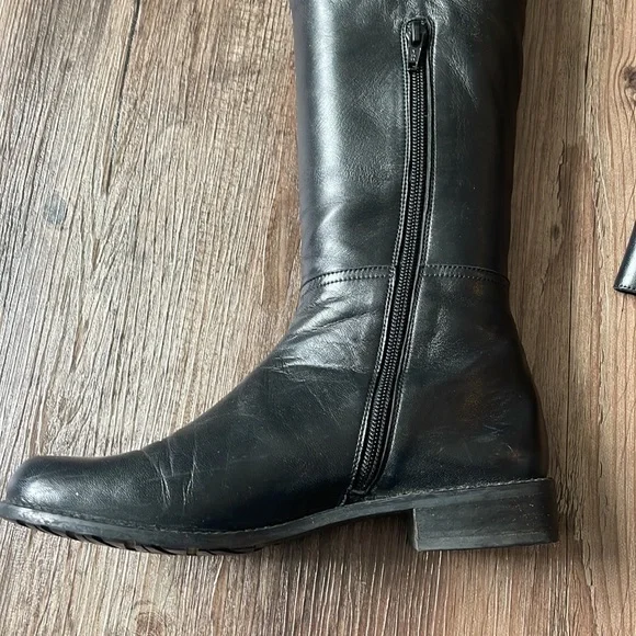 Over the knee black leather size 7.5 boots